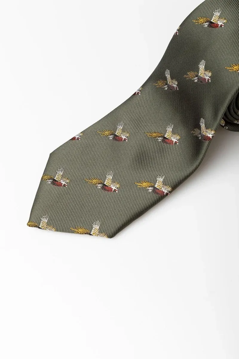 Rydale Men's Danby Flying Pheasant Shooting Tie in Olive-1