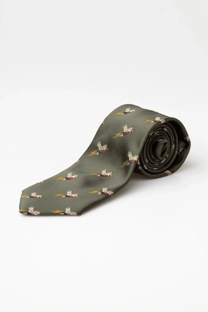Rydale Men's Danby Flying Pheasant Shooting Tie in Olive