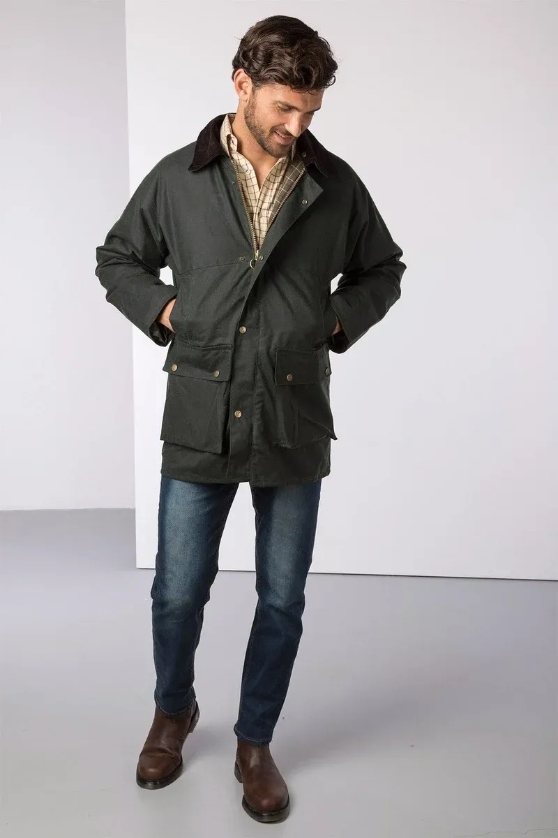 Rydale Thirsk Men's Waxed Jacket in Olive-2