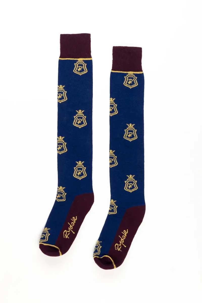 Rydale Ladies Emblem Knee Length Riding Socks 4-7 in Denim