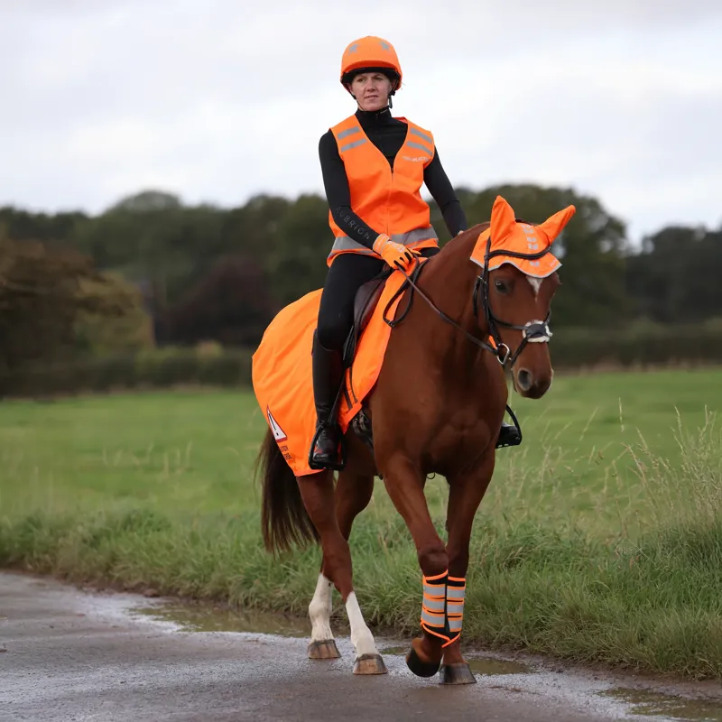 Shires EQUI-FLECTOR Mesh Exercise Sheet in Orange-1