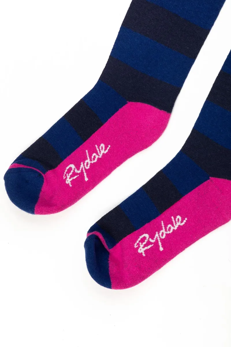 Rydale Ladies Broadstripe Knee Length Riding Socks 4-7 in Denim-2