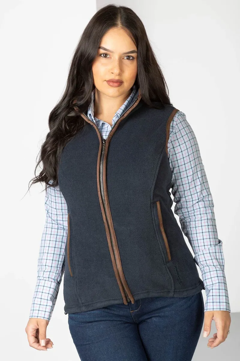 Rydale Ladies Huggate Premium Fleece Waistcoat In Marl Navy-1
