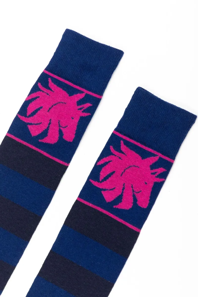 Rydale Ladies Broadstripe Knee Length Riding Socks 4-7 in Denim-1