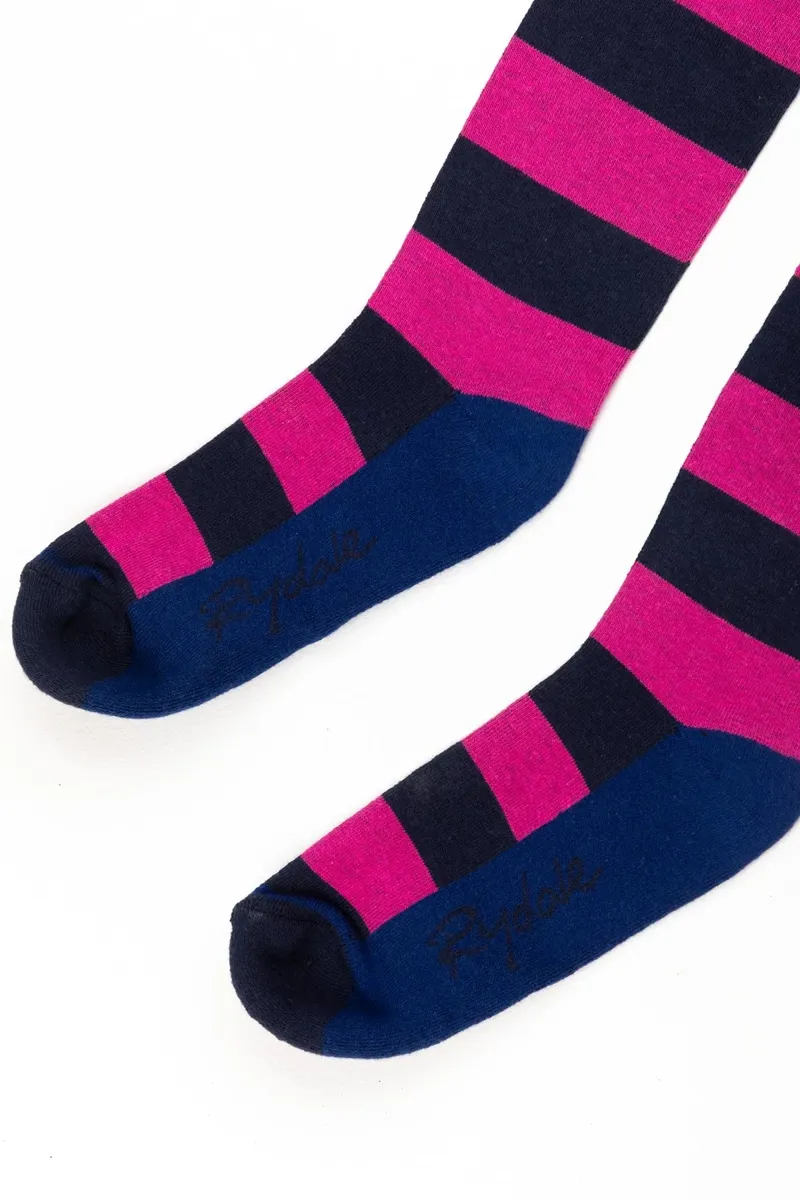 Rydale Ladies Broadstripe Knee Length Riding Socks 4-7 in Navy-2