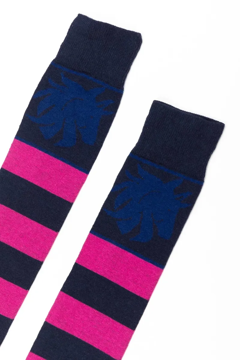 Rydale Ladies Broadstripe Knee Length Riding Socks 4-7 in Navy-1