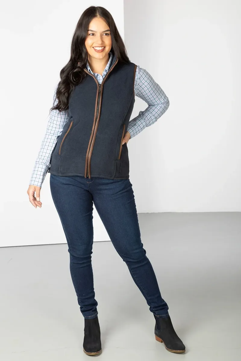 Rydale Ladies Huggate Premium Fleece Waistcoat In Marl Navy-3
