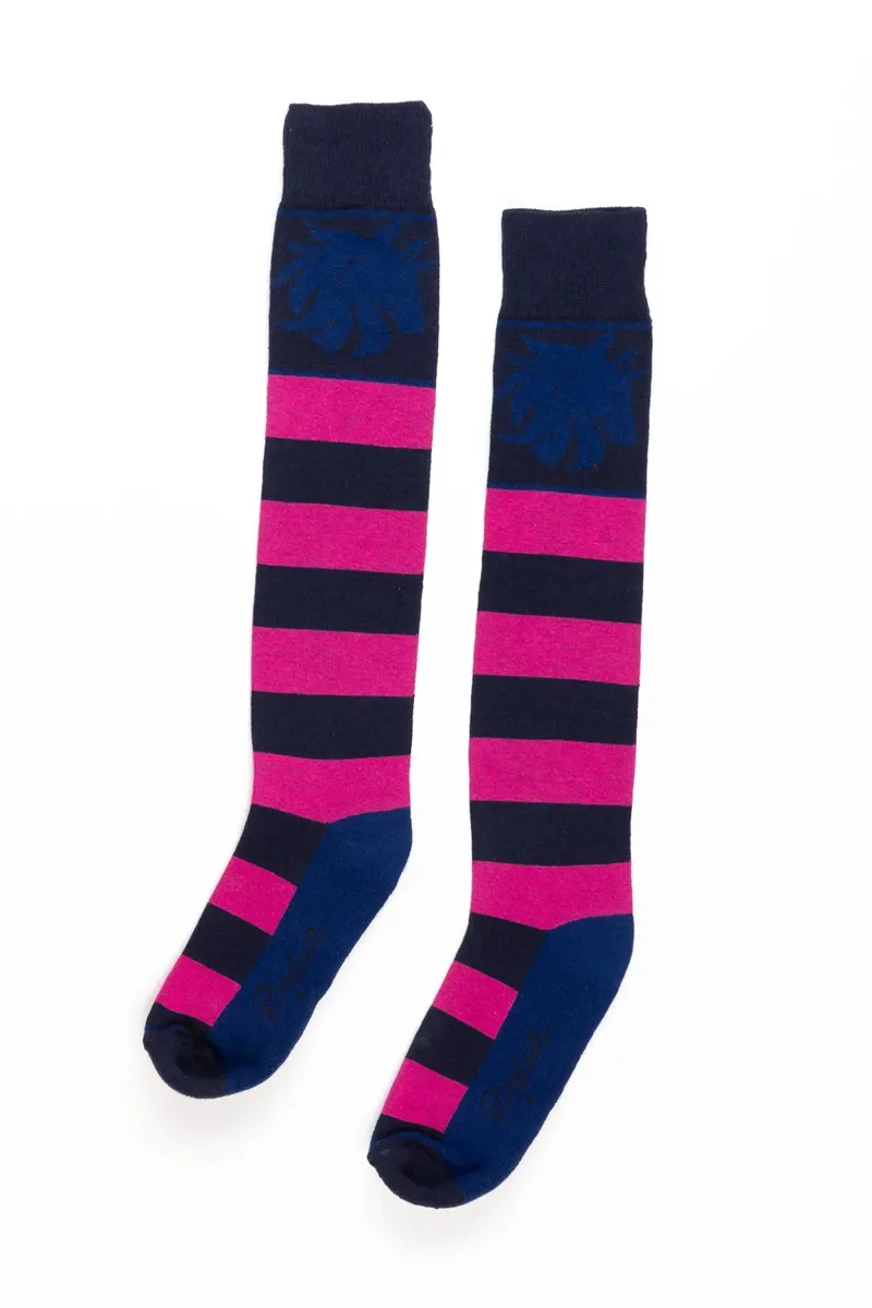 Rydale Ladies Broadstripe Knee Length Riding Socks 4-7 in Navy