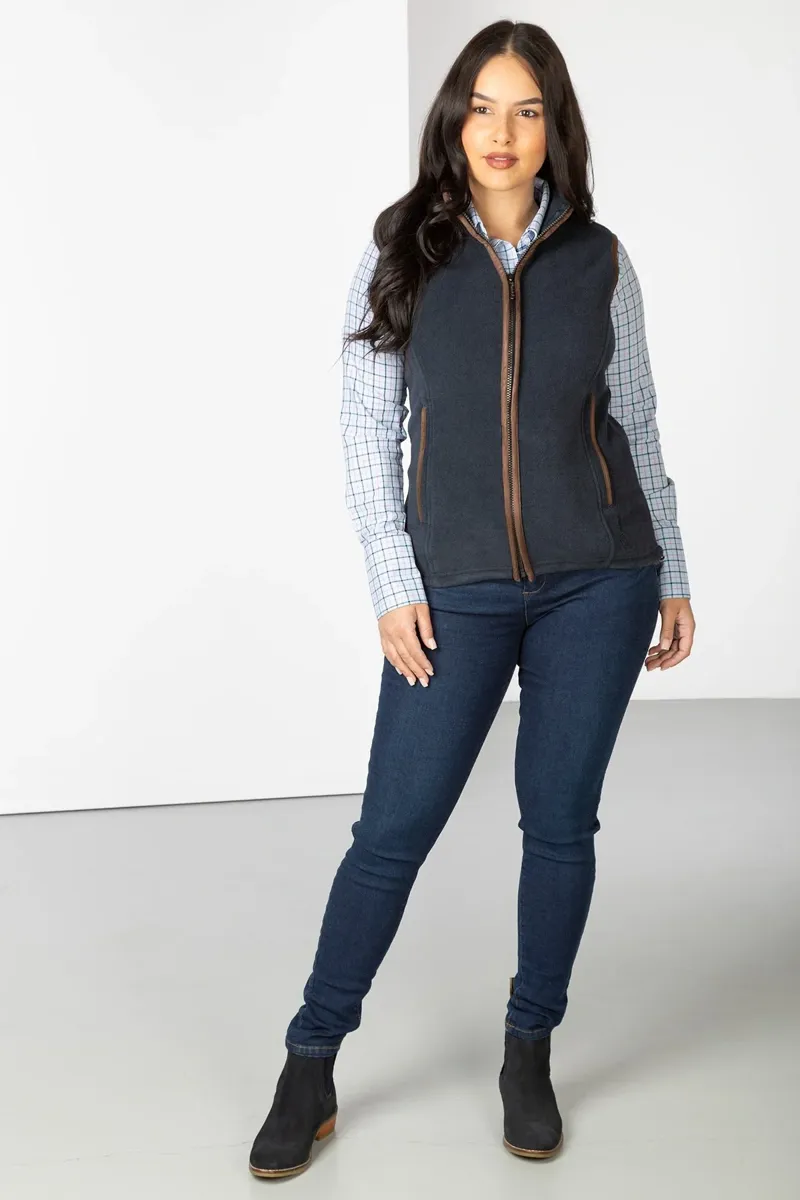 Rydale Ladies Huggate Premium Fleece Waistcoat In Marl Navy-4