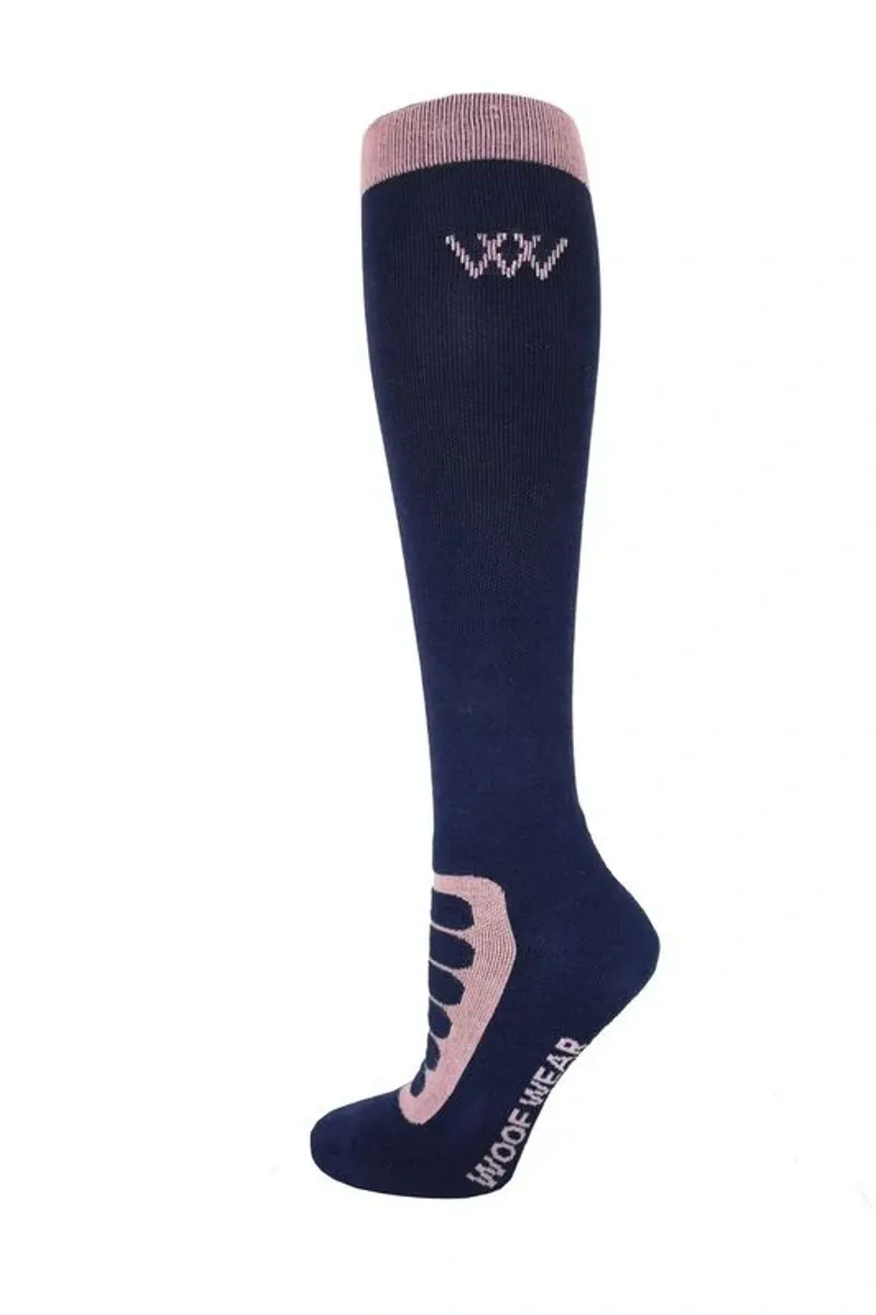 Woof Wear Long Bamboo Tech Riding Socks in Navy/Rose