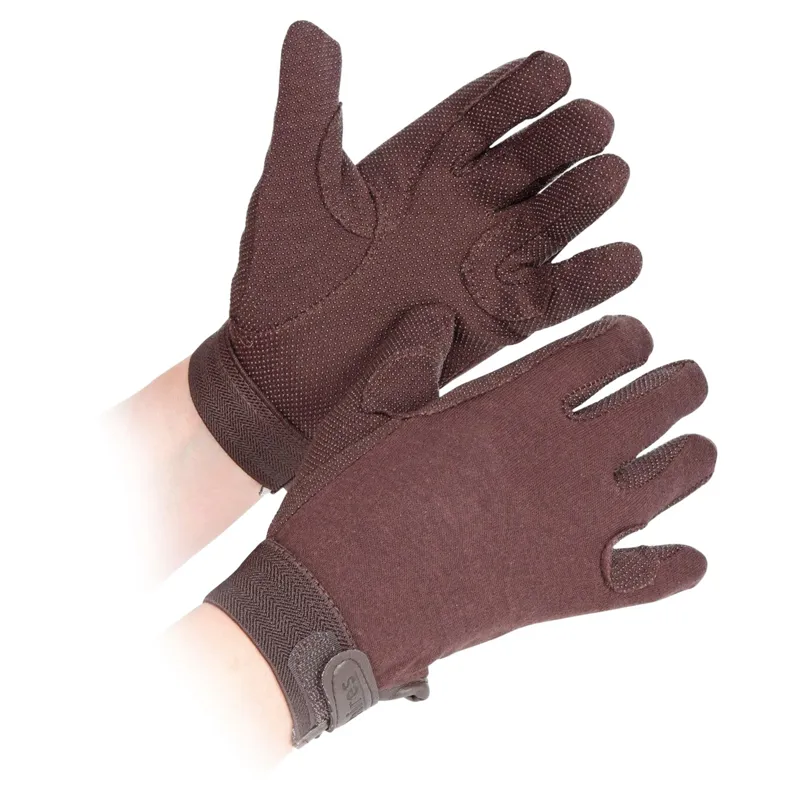 Shires Aubrion Adults Newbury Cotton Riding Gloves in Brown