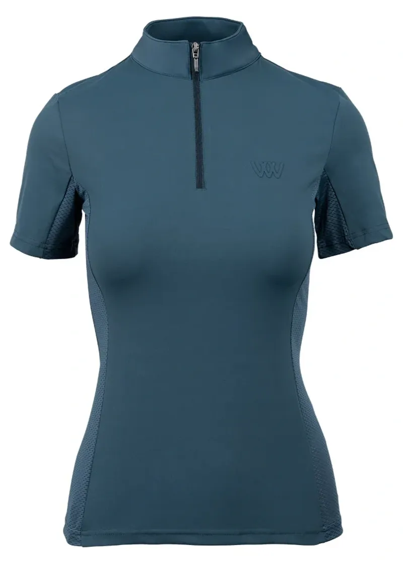 Woof Wear Ladies Short Sleeve Tech Riding Shirt in Petrol Blue-2