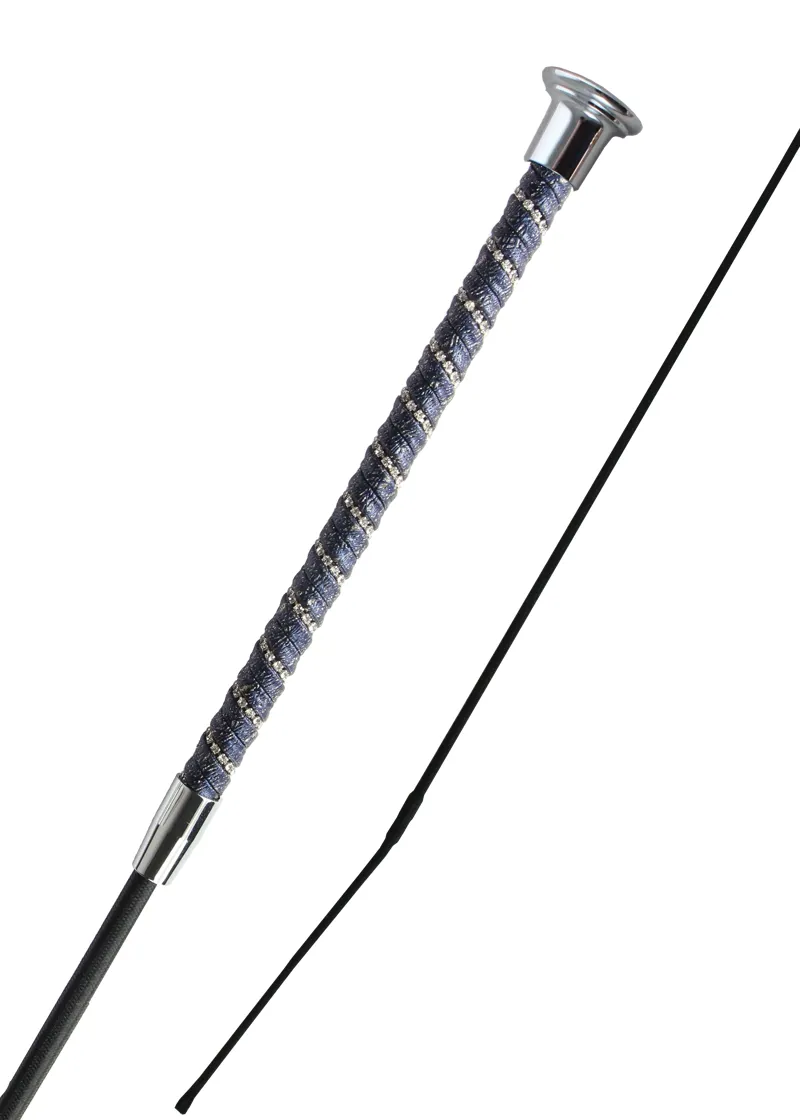Woof Wear Twisted Dressage Whip 110cm in Navy/Silver