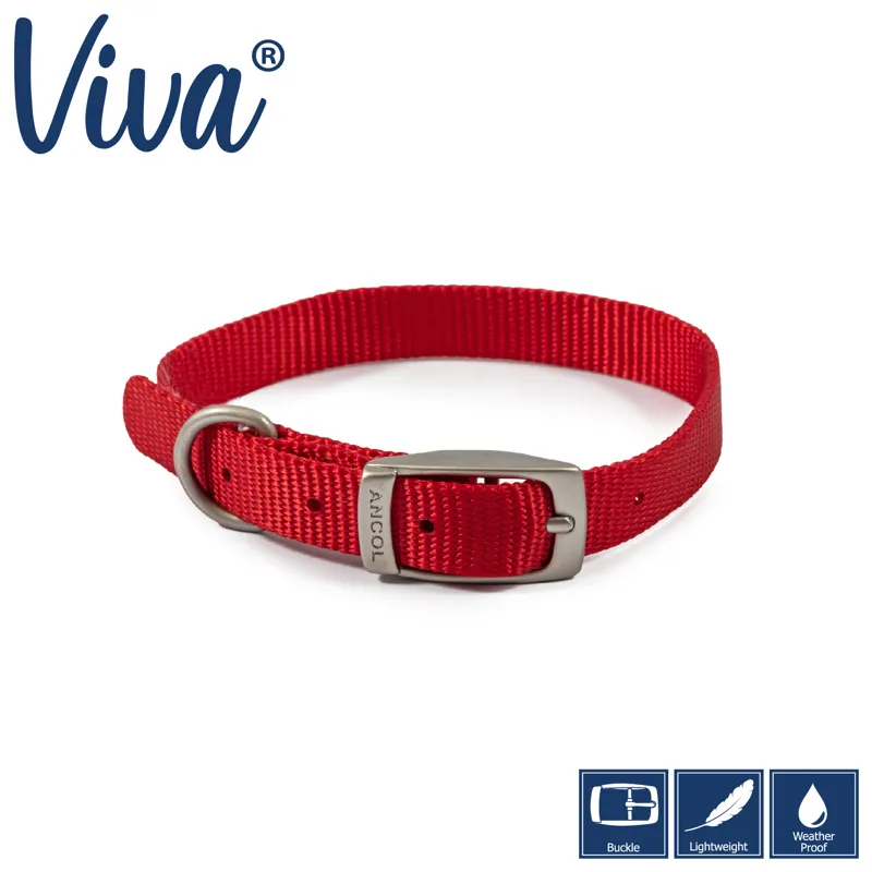 Ancol Viva Collar Nylon Collar Size 1 20-26cm in Red