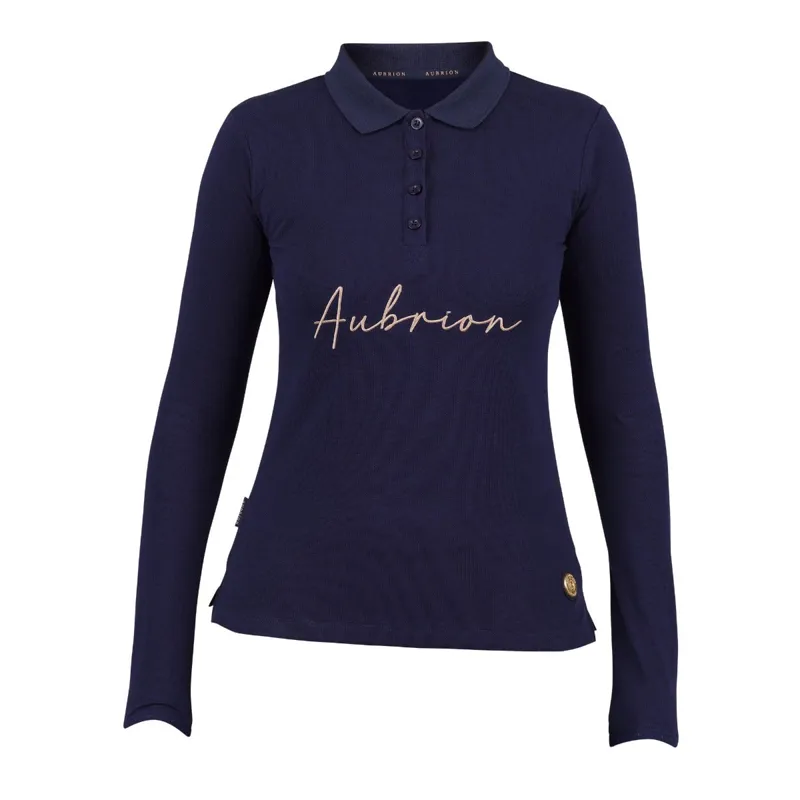 Aubrion Team Long Sleeve Polo Navy