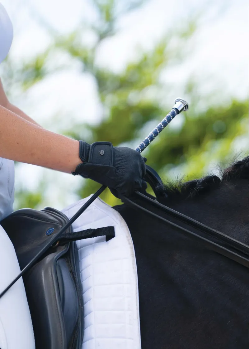Woof Wear Twisted Dressage Whip 110cm in Navy/Silver-1