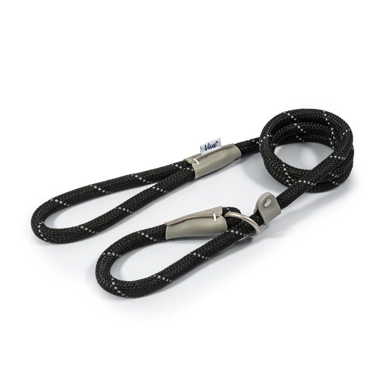 Ancol Viva Rope Dog Slip Lead Reflective 1.5m x 12mm in Black