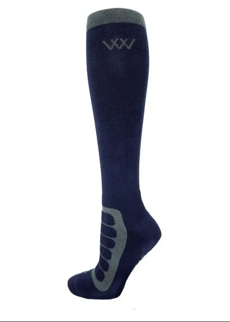 Woof Wear Long Bamboo Tech Riding Socks in Navy/Grey