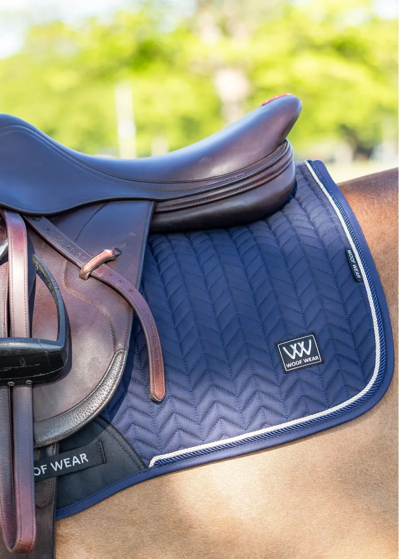 Woof Wear Herringbone CC Saddle Pad in Navy-1