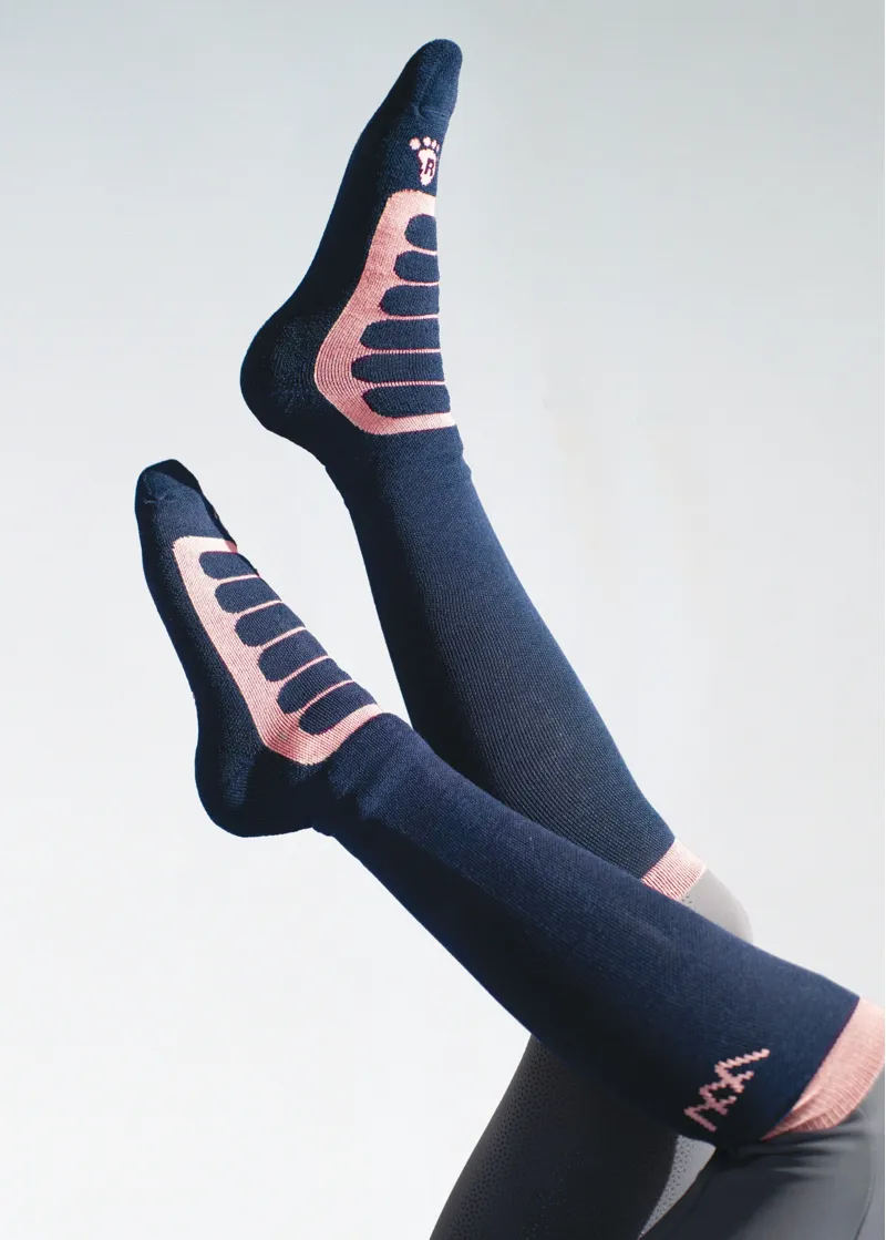 Woof Wear Long Bamboo Tech Riding Socks in Navy/Rose-1
