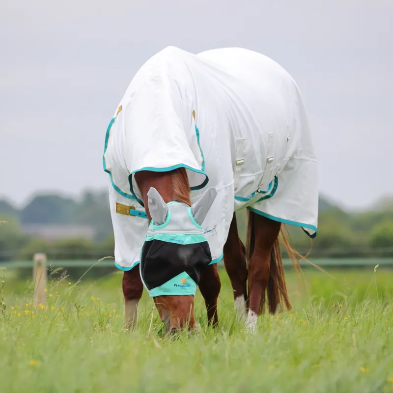 Shires Air Motion Fly Mask With Ears in Aqua-1