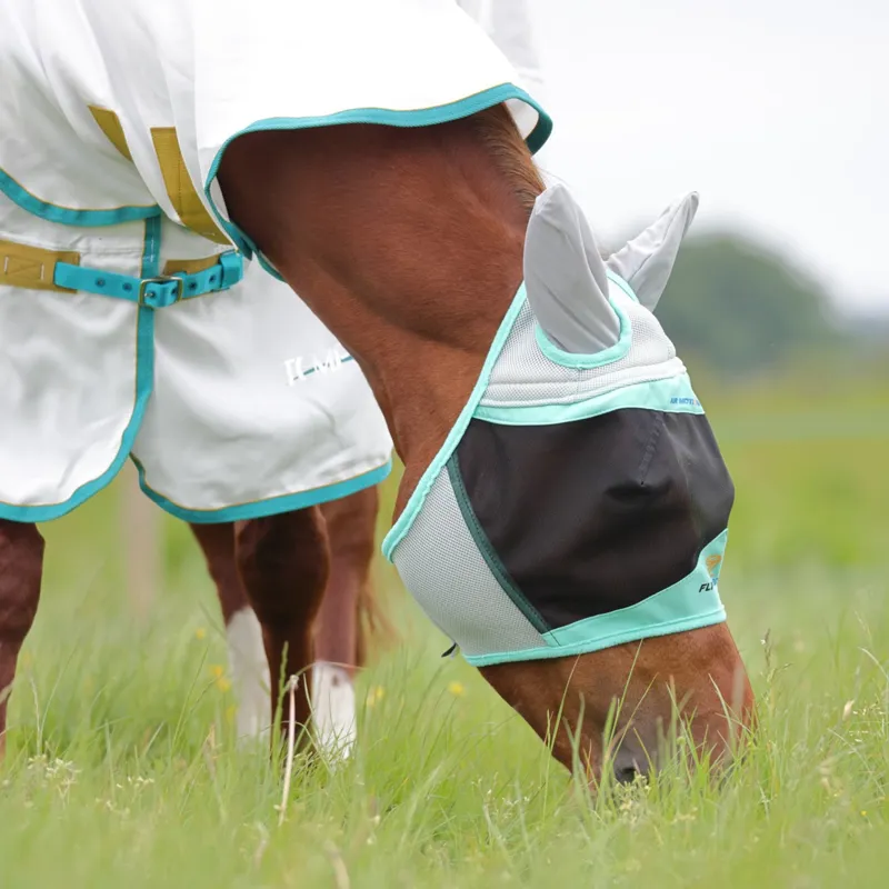 Shires Air Motion Fly Mask With Ears in Aqua-2