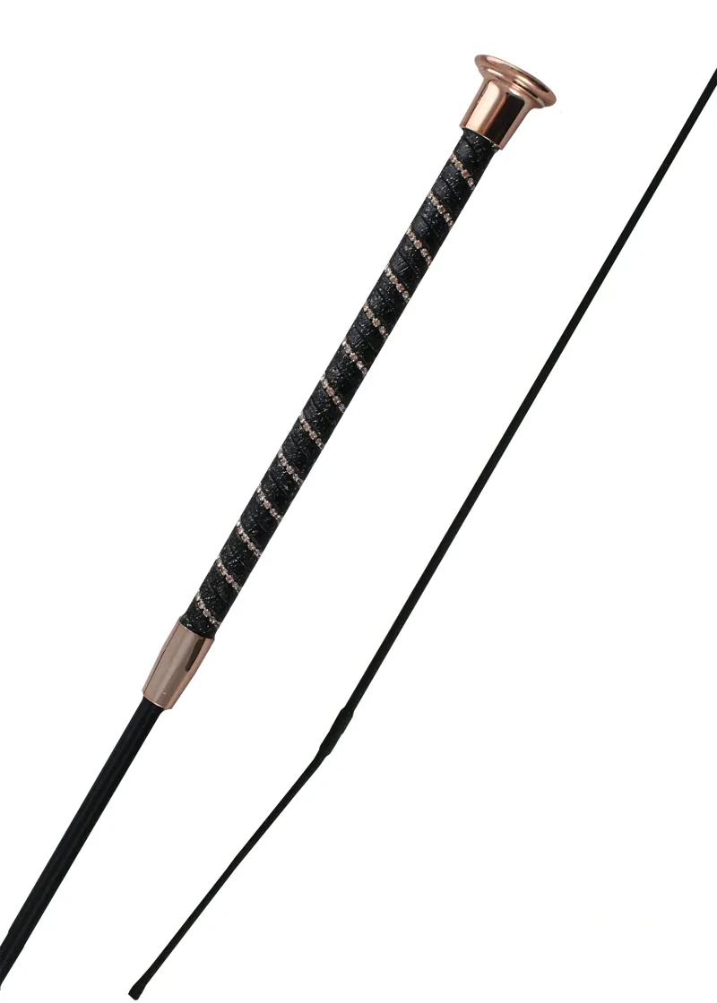 Woof Wear Twisted Dressage Whip in Black/Rose Gold