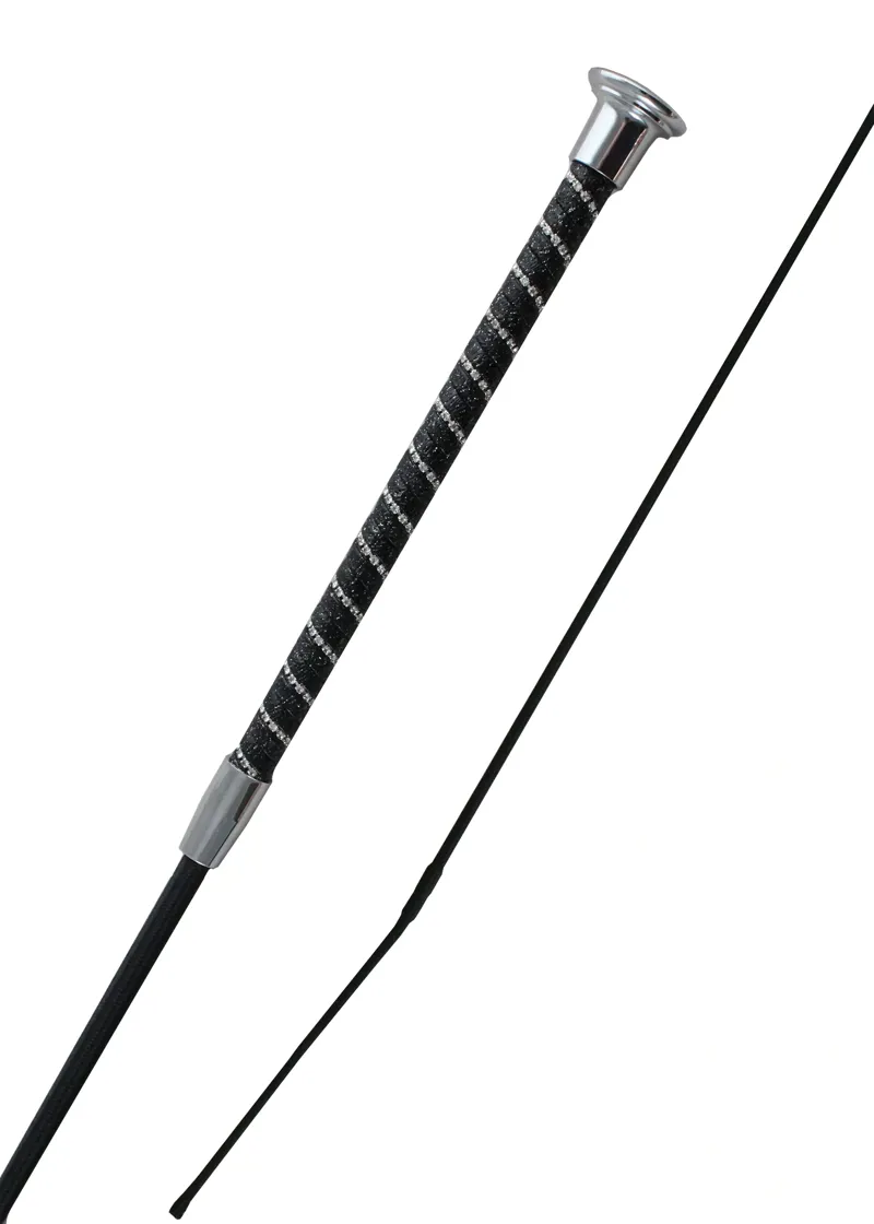 Woof Wear Twisted Dressage Whip in Black/Silver