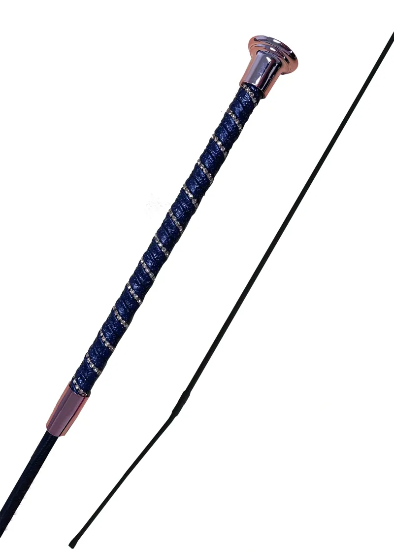 Woof Wear Twisted Dressage Whip in Navy/Rose Gold