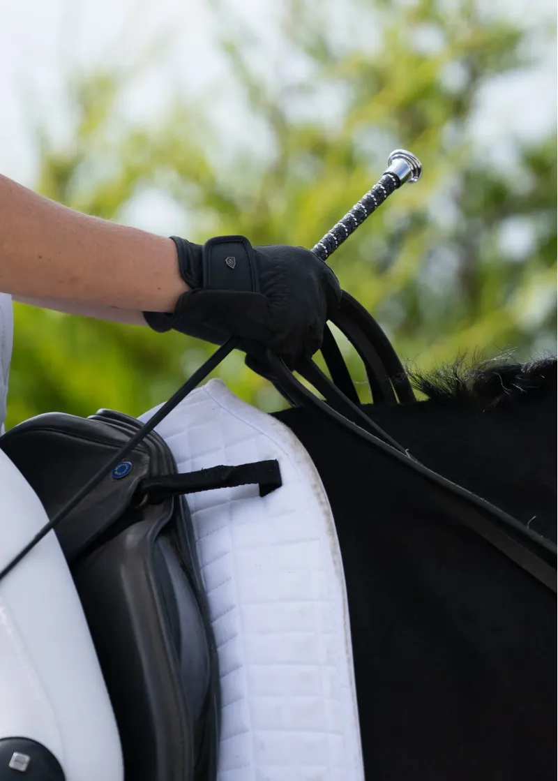 Woof Wear Twisted Dressage Whip in Black/Silver-2