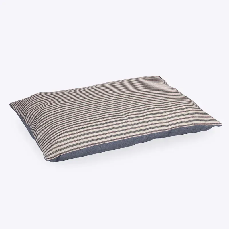 Danish Design Large Rustic Stripes Denim Deep Duvet Pet Bed in Blue/Multi-1