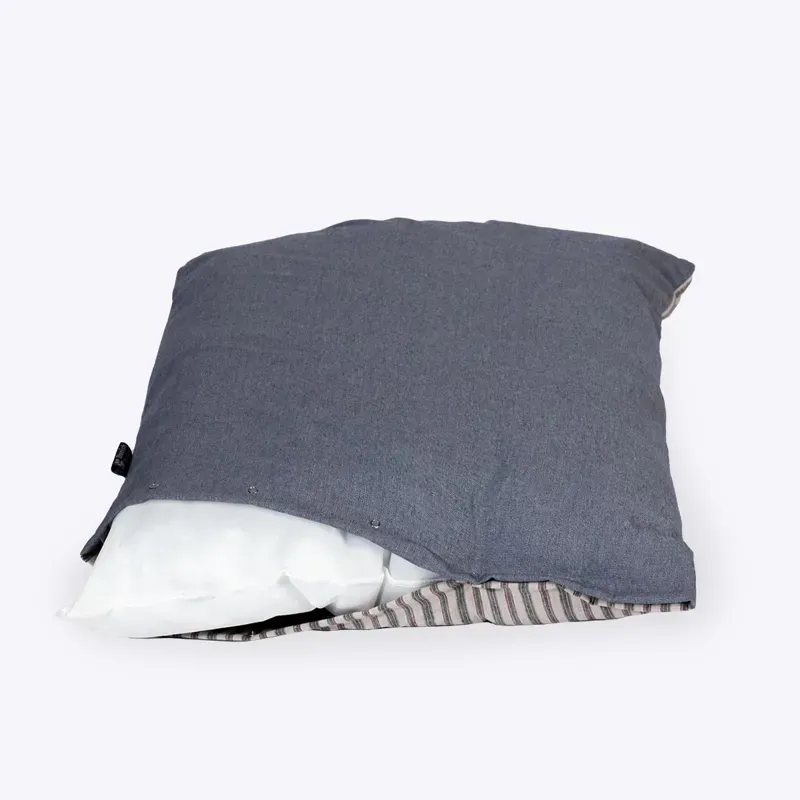 Danish Design Large Rustic Stripes Denim Deep Duvet Pet Bed in Blue/Multi-2