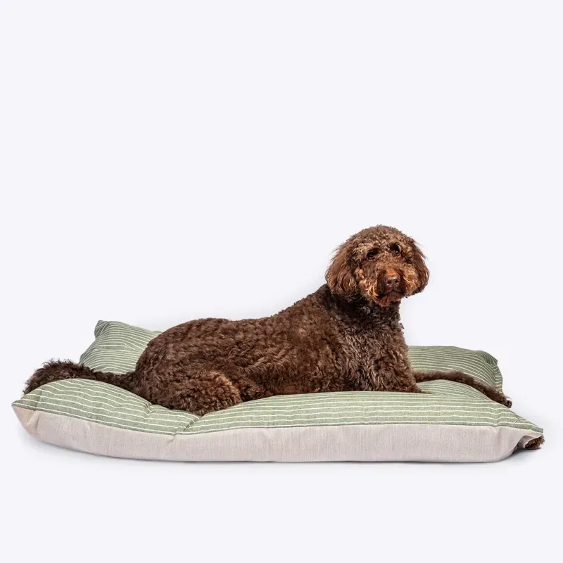 Danish Design Medium Rustic Stripes Deep Duvet Pet Bed in Sage-1