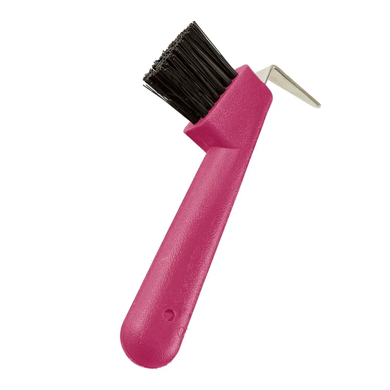 Bitz Hoof Pick Plastic Handle With Brush in Pink